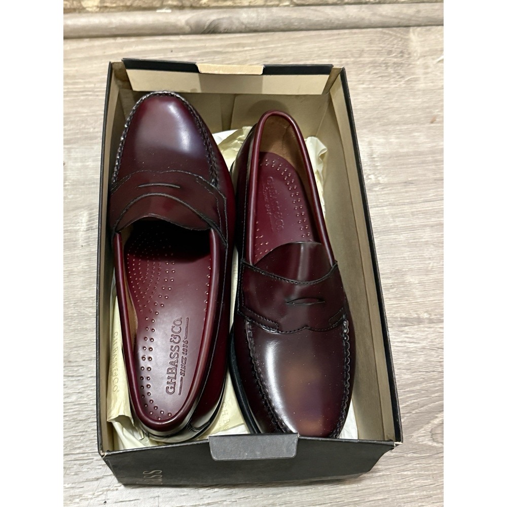 Vintage G.H. BASS Co. Weejuns Penny Loafers Burgundy Leather 9.5 EE
